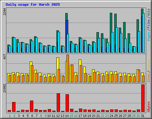 Daily usage for March 2025