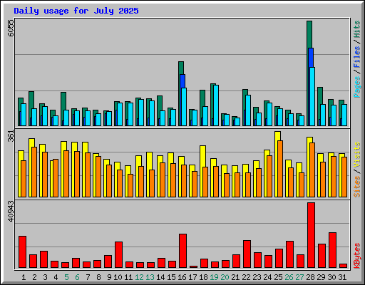 Daily usage for July 2025